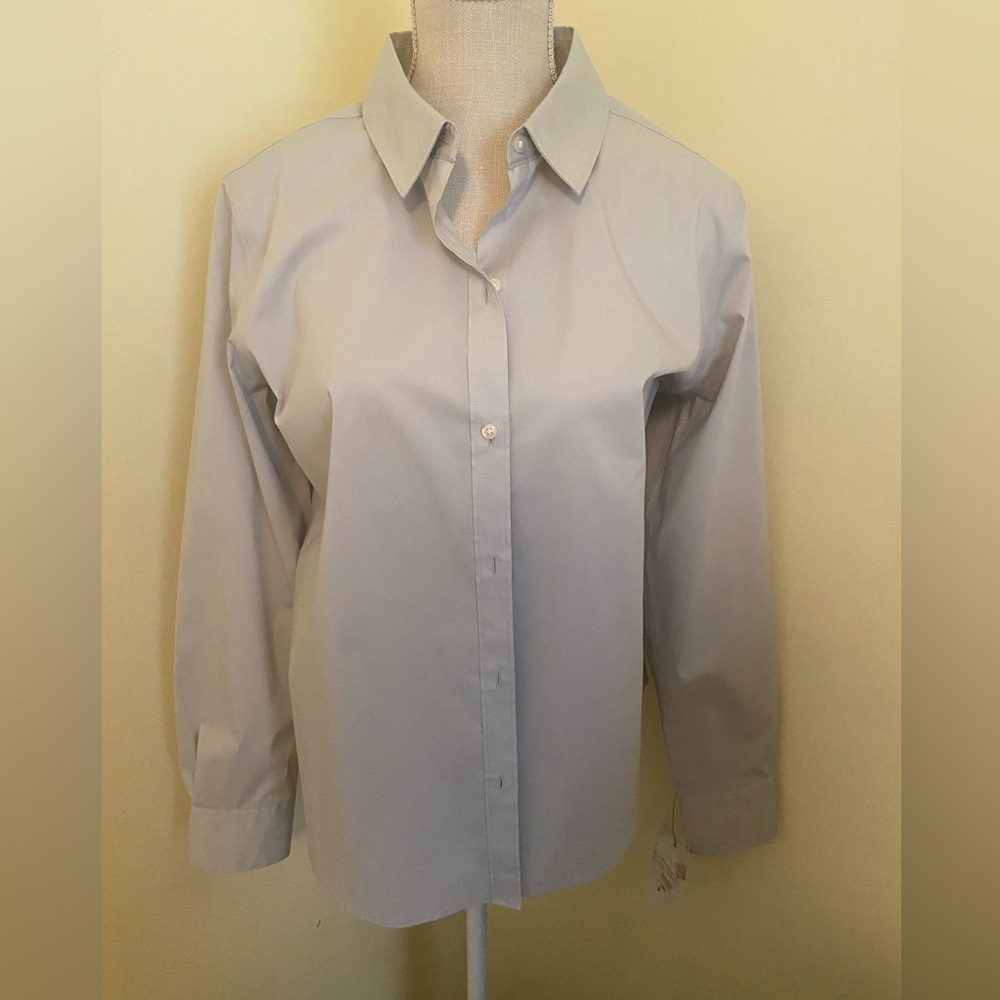 New Liz Claiborne no-iron light gray blouse